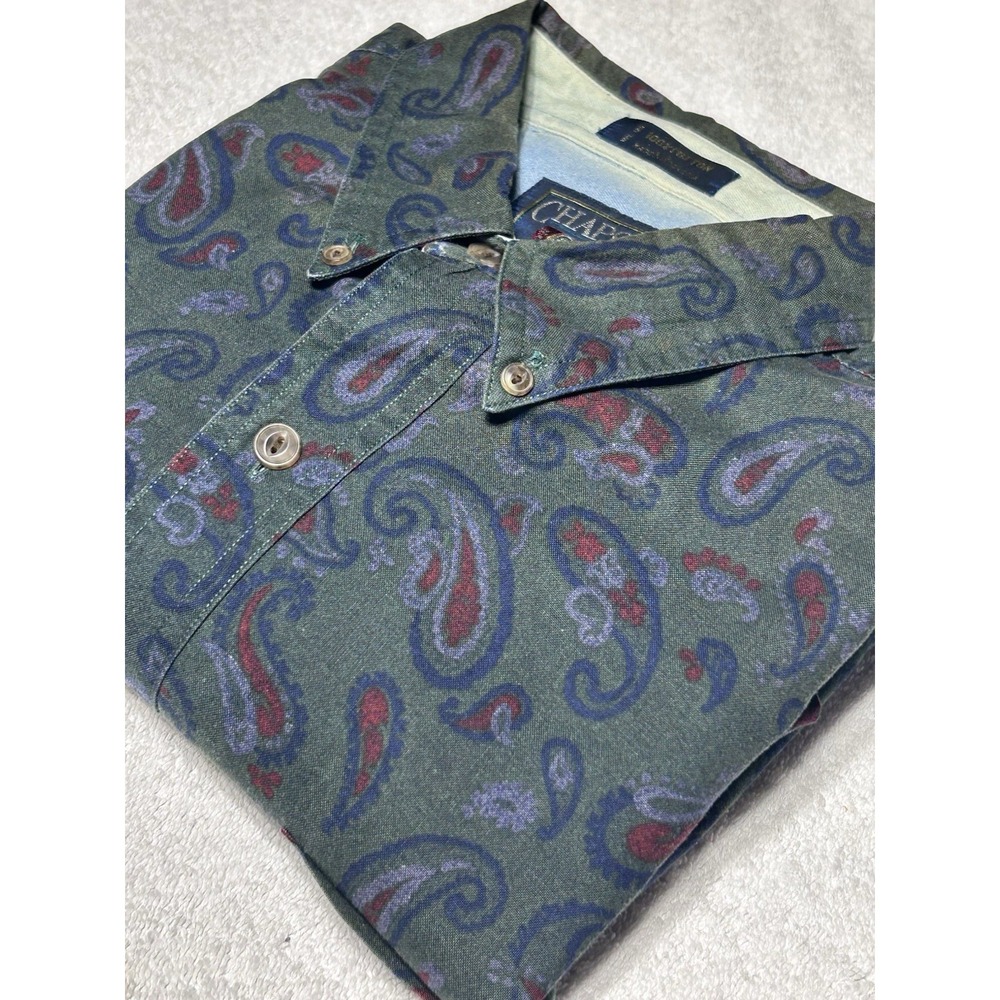 Vintage 90s Chaps Ralph Lauren Paisley Button Down Shirt Green Red Paisley Large
